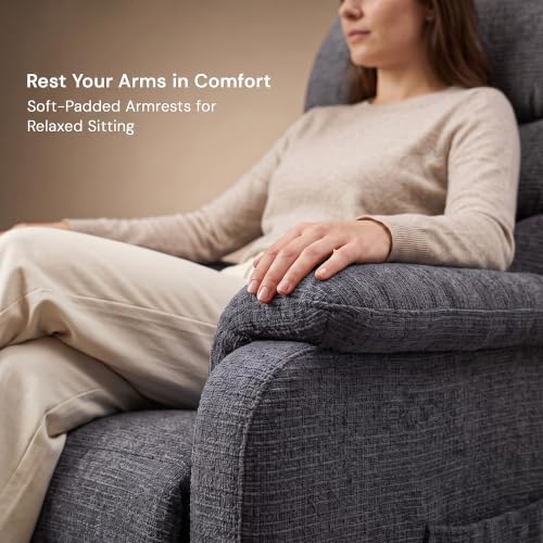 Image of DROGO Serenza Electric Motorised Recliner Sofa Chair 1 Seater for Home with Remote Control, Premium Mesh, Side Pocket, Padded Body, Cushion Armrest & Sturdy Footrest, 1Yr Warranty (Dark Grey)