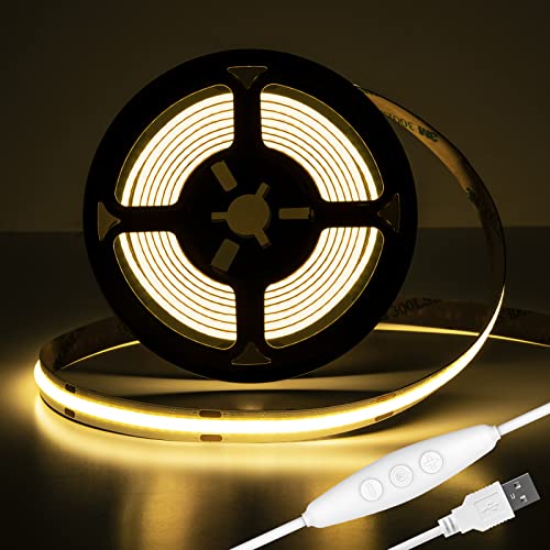 Tira LED COB USB 5V Dimmable 2m Blanco Natural 640 LEDs miniatura 1
