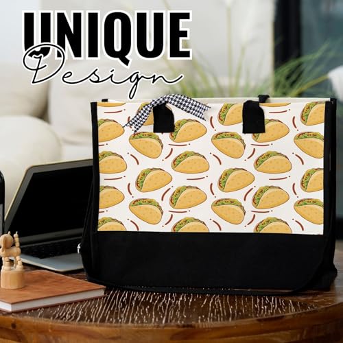 Bolsa Tote de Lona con Estampado de Taco para Mujer miniatura 3