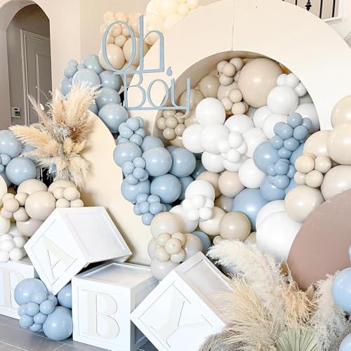Image of Double Stuffed White Sand Balloons Different Sizes 18In 12In 5In Light Grey Pastel Balloon Garland Kit Off White Balloon Arch For Birthday Baby Shower Bridal Wedding Neutral Boho Theme Party