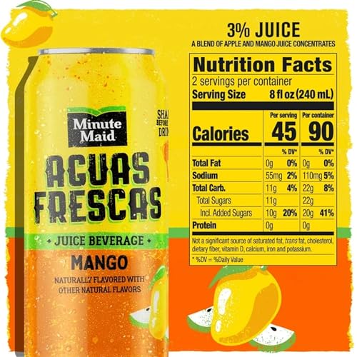 Minute Maid Aguas Frescas Variety Pack - Juice Beverage | Hibiscus | Mango | Strawberry | 16 oz Cans (Pack of 12) - Thumbnail 4