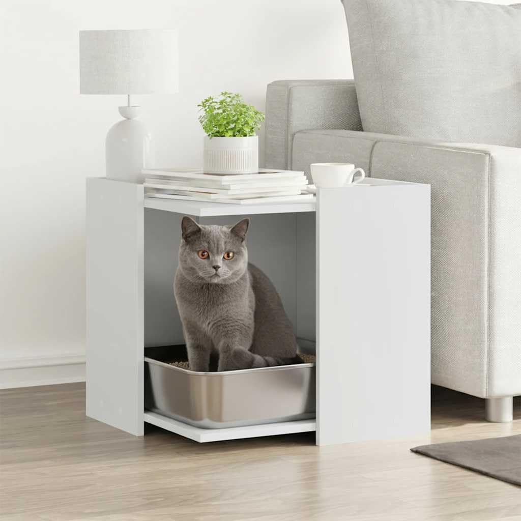 Genérico Mueble arenero para Gatos Madera ingeniería Blanco 53x53x51 cm,Producto para Mascotas y Animales,Productos para Mascotas,Productos para Gatos,Mobiliario para gatos-857751