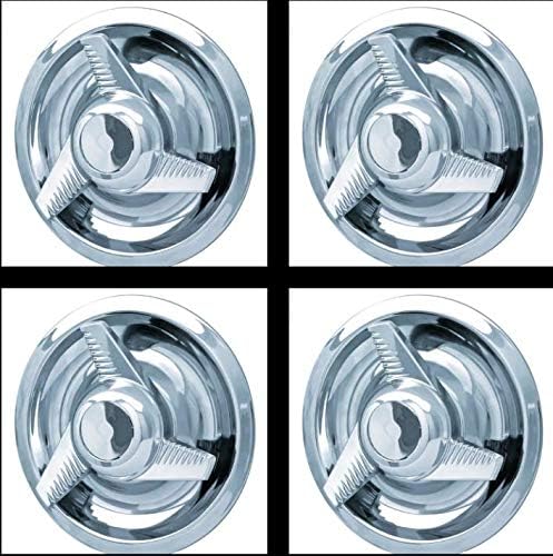 - 4PCS CHROME CHEVY GM Rally 3 Tri-Bar Spinner Wheel Center Hub Caps Rim trim Ring