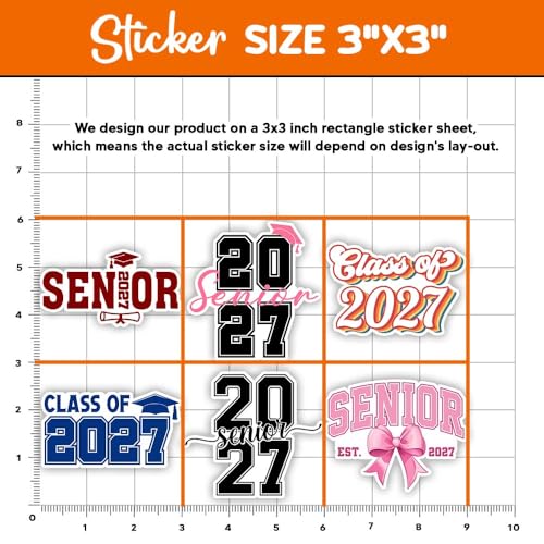 Image of MAIANEY Class of 2027 Sticker, Senior 2027 Stickers Pack 10PCS, Graduation Decal Set, Cute Preppy Varsity Style, High School College Grad Gift, Waterproof Laptop Water Bottle Car Vinyl