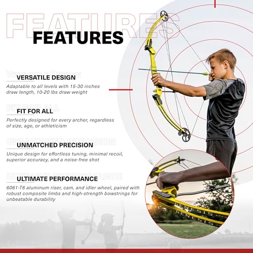 Genesis Archery Compound Bow Archery Kit w/Adjustable Draw Length 15