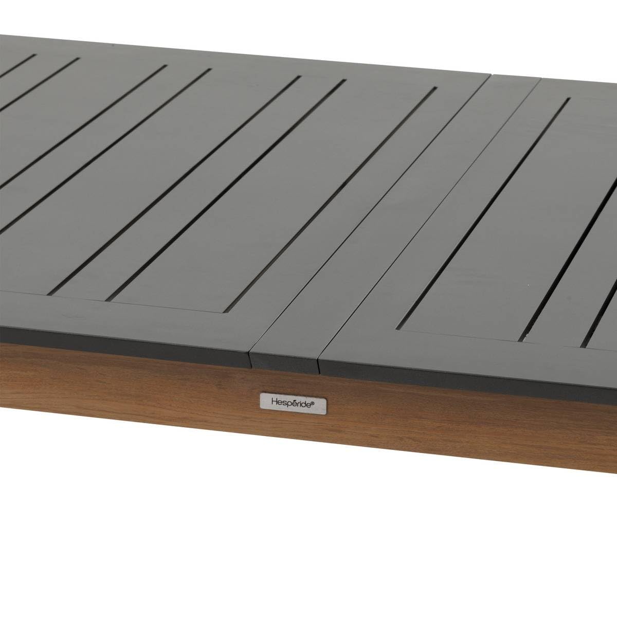 Hespéride - Table de Jardin Extensible rectangulaire Miceira Gris Graphite - 14 Places - Aluminium Antirouille - Meuble d'Extérieur Rallonge Papillon