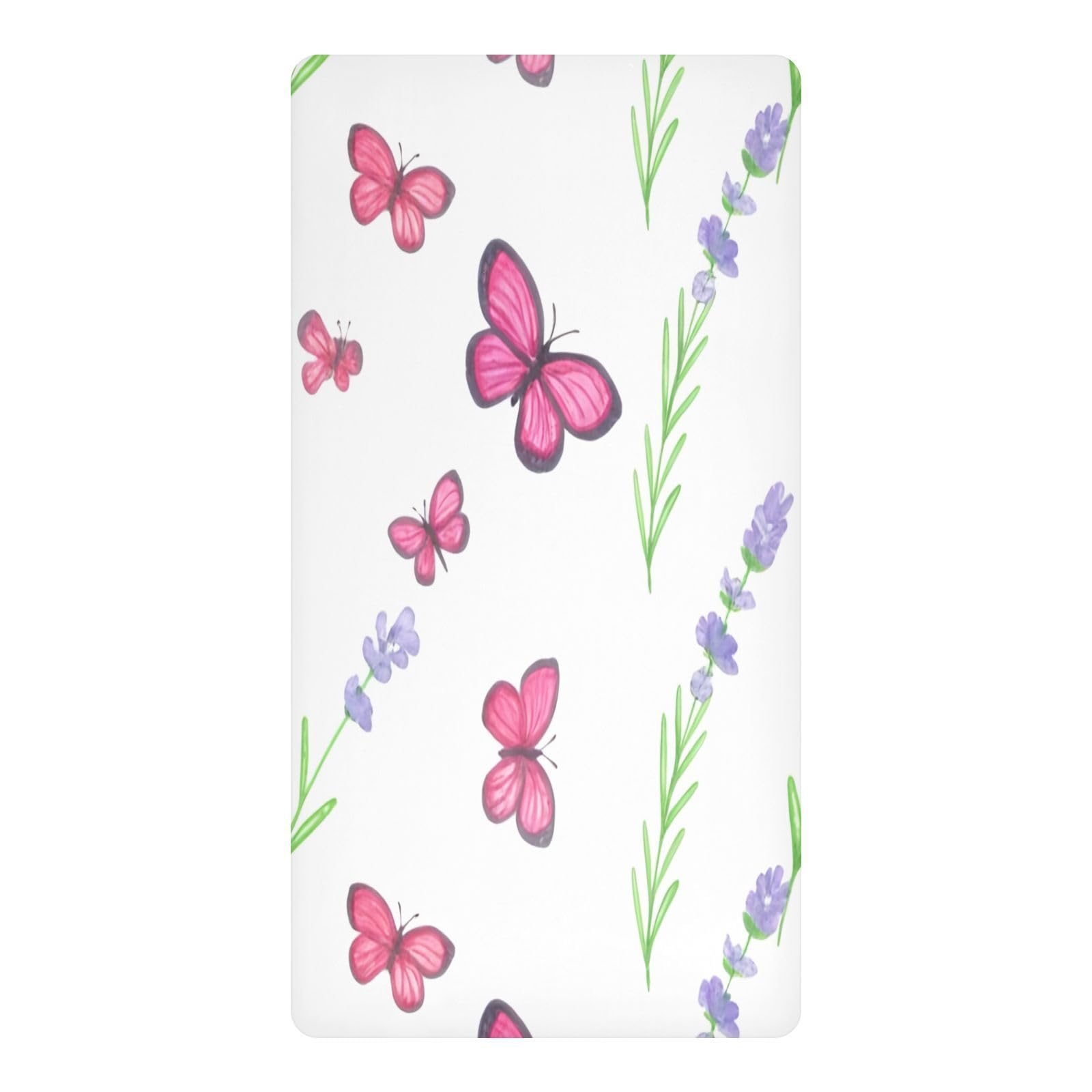 JiangGgen Butterflies and Flowers Baby Crib Sheet Soft Breathable for Standard Crib-M