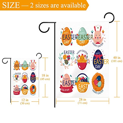Drapeau de jardin Pâques extérieur double face en polyester lavable 30x45 cm