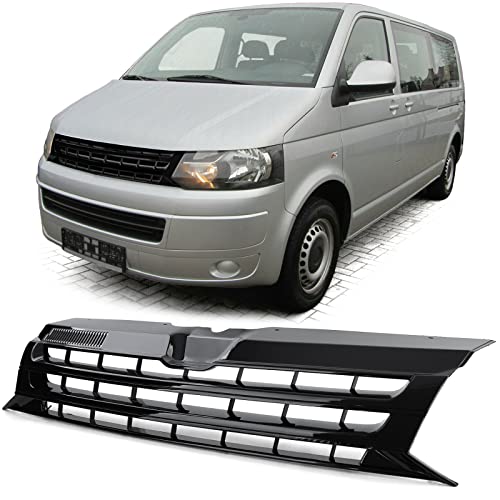 Kühlergrill ohne Emblem Schwarz Glanz für VW Bus T5 Facelift 09-15