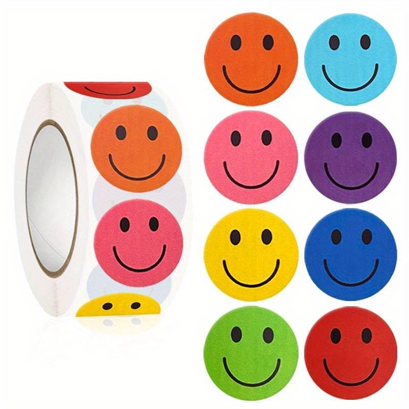 Pegatinas de caras felices para Niños, stickers de emojis infantiles, pegatinas infantiles, Calcomanías Infantiles de caras emojis, Adhesivos de caras en rollo, 500 pegatinas de 2.5 cm