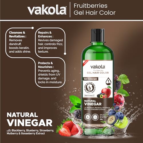 Image of Dark Brown 20 Minutes Gel Hair Color, Fruitberries Extracted - 100% Grey Coverage, No Skin Stain- 500ML Developer and 500ML Colorant, Pack of 1