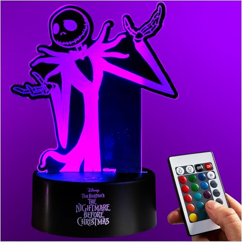 Get Trend Disney The Nightmare Before Christmas LED Lampara Noche, Alimentado por USB y Batería Lamparas con 16 Colores, 4 Modos con Brillo Ajustable (Multi Jack Skellington)