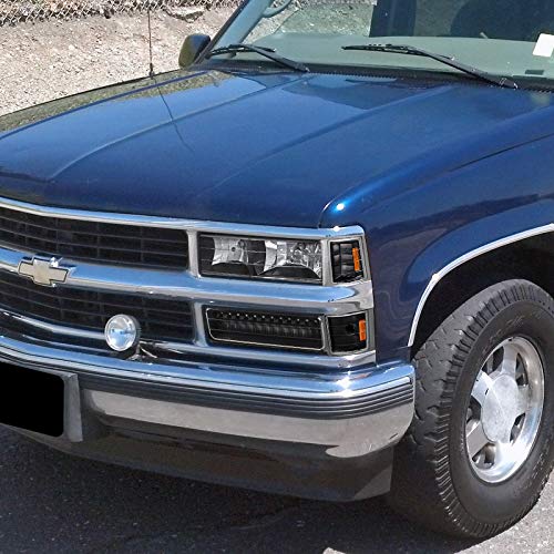 Spec-D Tuning Black Housing Clear Lens LED Bumper Lights Compatible with 1988-1999 Chevy C10 GMC C/K 1500 2500 3500 L+R Pair Assembly