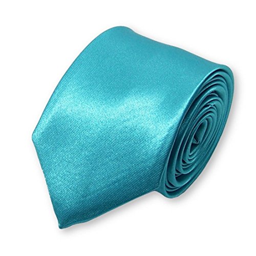 cravate slim et fine bleu turquoise, finitions main