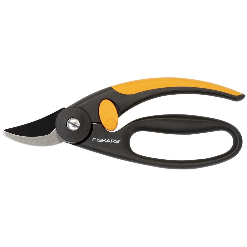 Fiskars Bypass-Gartenschere für frische Äste und Zweige, Antihaftbeschichtet, Hochwertige Stahl-Klingen, Länge: 20 cm, Schwarz/Orange, Elegance, P44, 1001534