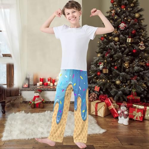 Boys' Jogger Pants Blue Ice Cream White Circle Kids Joggers Bottoms Trousers Sweatpants with Pockets Size 6-142