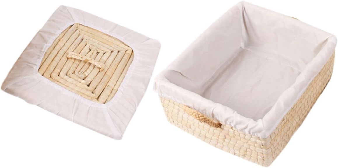 Woven Bread Basket with Lid, 25x30x14cm Straw Storage Container for Buns and Eggs, Insulated Kitchen Organizer for Home Dining and Bakery Use