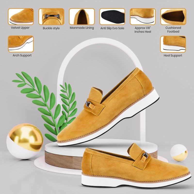 Image of LIBERTYZENO Mens Tuxedo Canvas Textile and Suede Leather Noble Loafers and Slip On Wedding Party Shoes for Easter Gift
