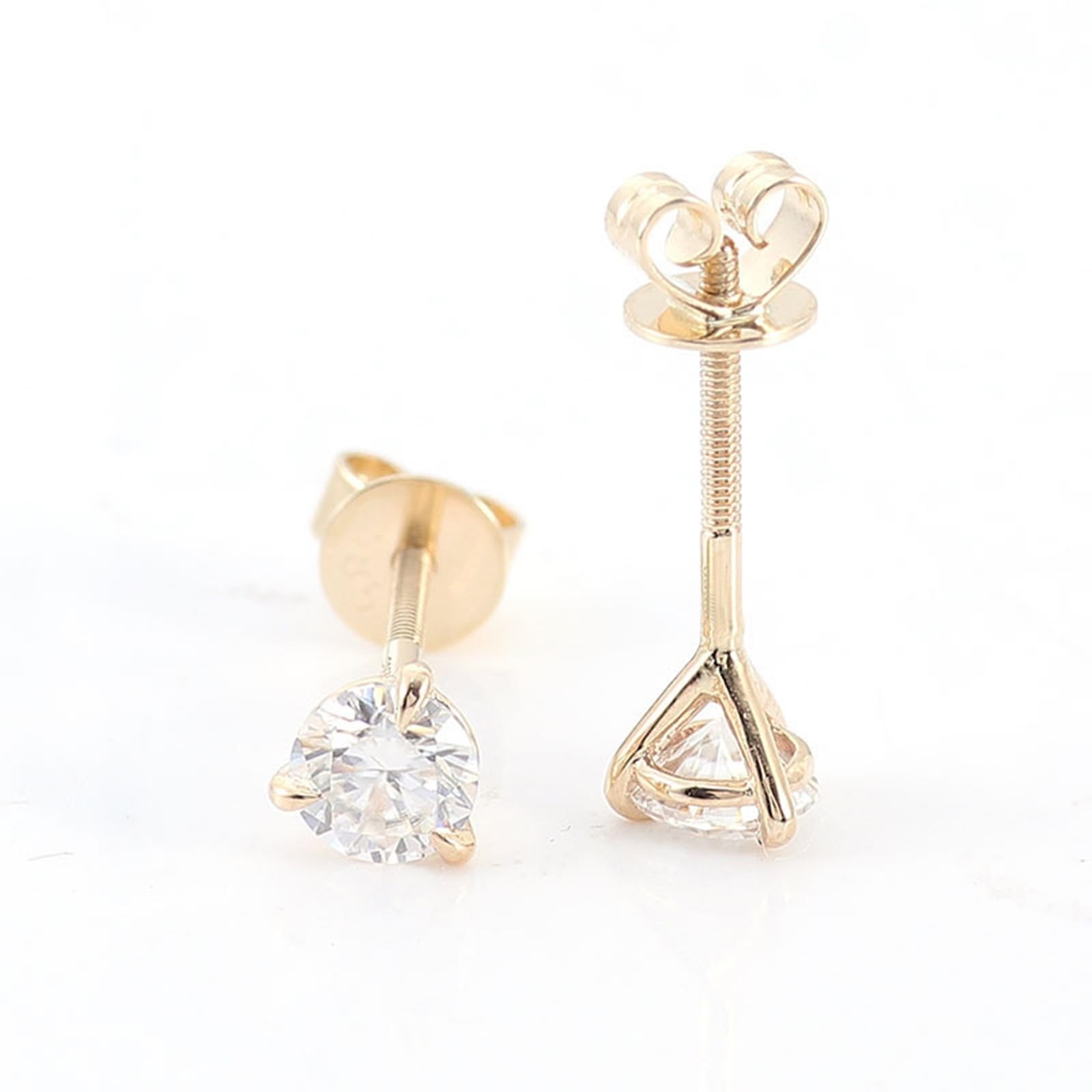 Epinki Orecchini Anallergici Donna Oro 9K/14K/18K Moissanite Rotonda Semplice da 0.6ct/1ct/2ct/4ct Orecchini