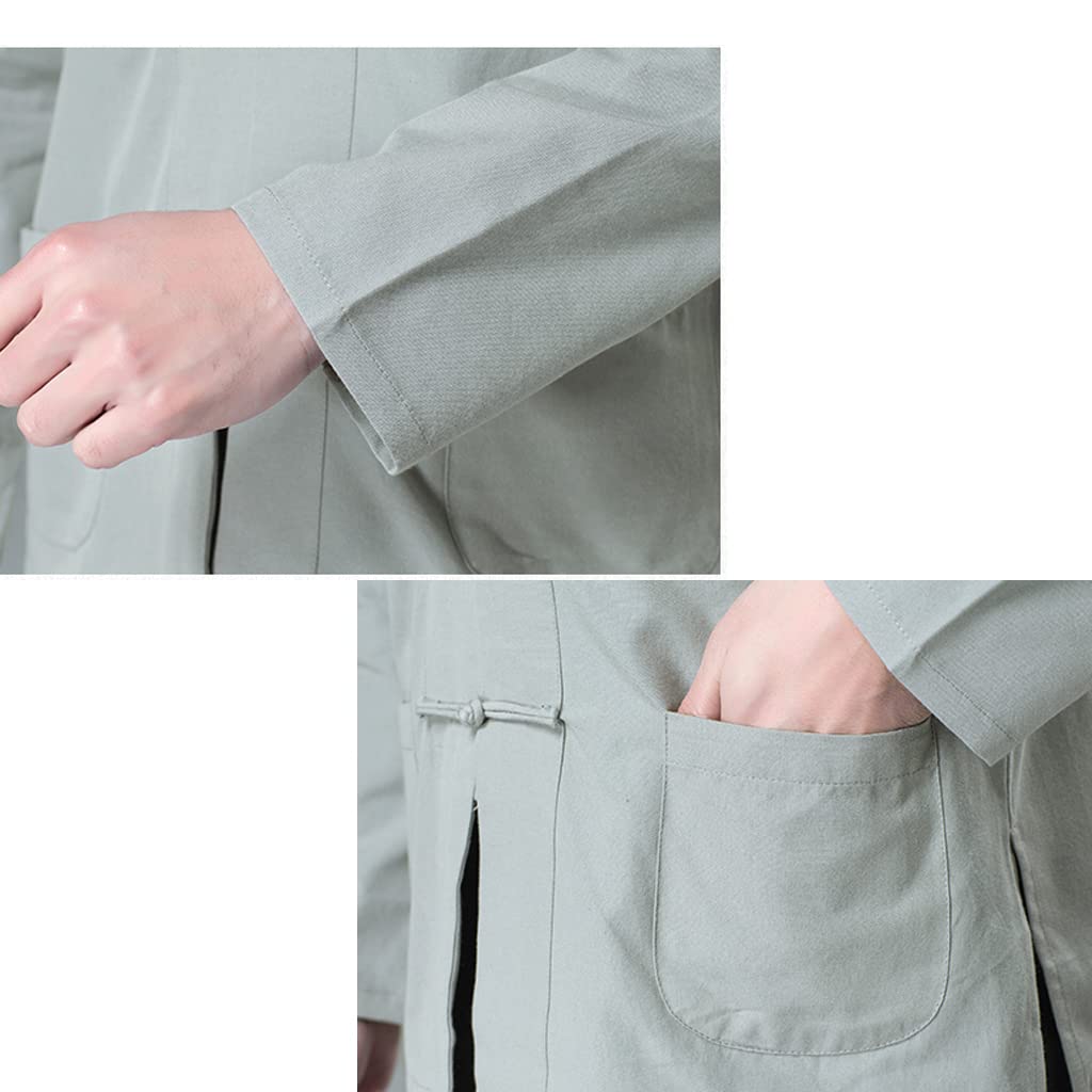 Tai Chi jednolity męski strój Tang mężczyźni chińskie tradycyjne(Grijs,L XL)