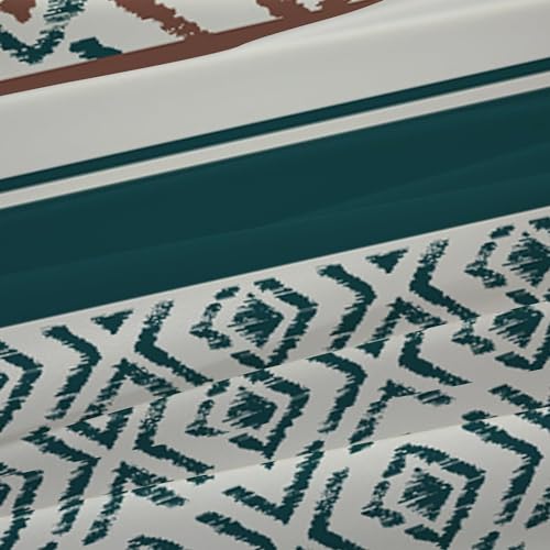 HOMHOMHA Single Bed Duvet Cover Set -Green Bedding Geometric Striped Boho Bedding Set Soft Quilt Cover For Adult -135x200cm And 50x75cm Pillowcase - Image 4