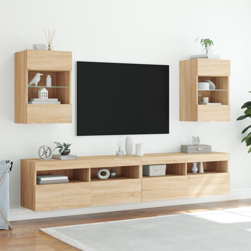 ShGaxin Meble do telewizora ściennego 2 szt. Dąb Sonoma 40x30x60,5 cm, stół telewizyjny, szafka telewizyjna, szafka telewizyjna, stół telewizyjny, meble do salonu, stół do salonu TV - 837083