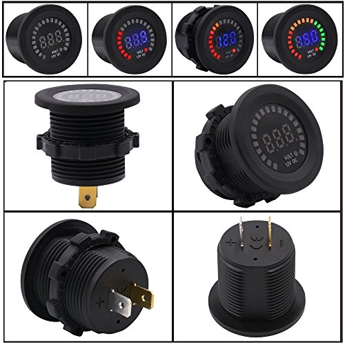 Image of 12V Color LED DC Digital Display Voltmeter Panel Waterproof Tester Volt Gauge for Car Motorcycle Truck Boat Marine