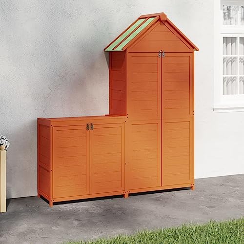 Cinyiqo Cobertizos para Herramientas jardín 2 pzas Madera Pino marrón, Armarios Exterior Jardin, Cobertizos Jardin, Casetas Jardín, Cobertizo De Almacenamiento, Casa Jardin Exterior 172249