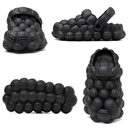 Kids Bubble Slides Garden Clogs For Girls Boys, Cute Lychee Massage Bubble Sandals, Kid Slip-On Sandals For Beach Pool Shower, Indoor Outdoor Classic Clog Kids Slipper Black #TOP3