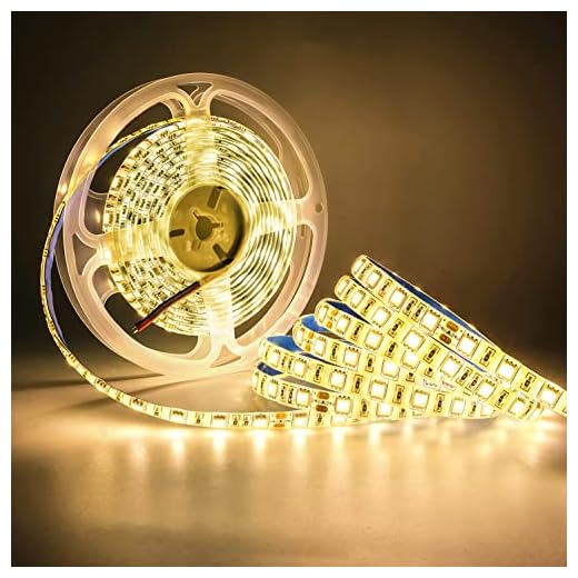 Tesfish 5 m/rulle DC 24 V 5050 varmvit färg LED-remsa vattentät IP65 300 LED-lampor SMD 5050 LED-remsa