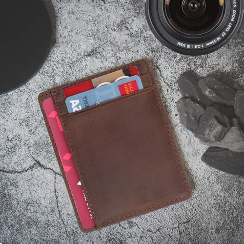 Image of WildHorn Leather Card Holder for Men & Women (Brown Hunter)