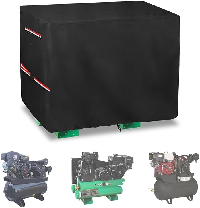 Air Compressor Cover with Plush Lining, Waterproof Compressor Cover, Suitable for AG2-SM14 Series Fixed Air Compressor and Other Air Compressor Covers of the Same Size, Compatible with AG-S1002 48"L x 24"W x 32"H Black Fixed air compressor