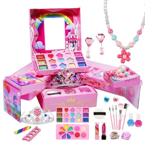 Juego de Maquillaje Falso para niñas, Juego de Juguetes de Maquillaje para niños,Set de Maquillaje Falso Lavable Princesa - Las niñas fingen Juegos de Maquillaje para , cumpleaños, Año Nuevo