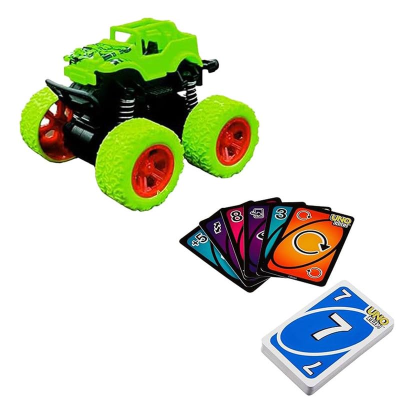 OLIFIN Push & Go Self Moving Car for Kid, Fast & Furious Racing Car,Monster Truck Toy Flip Cards Game for Camping– Double Sided Cards, Fun Game for Adult & Family (180 Cards, Pack of 2)