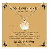 KORATER Mustard Seed Necklace for Women - Sterling Gold Faith Jewelry, Inspirational Christian Gifts for Baptism, Confirmation, Graduation (Mountain-Gold)