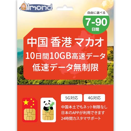 �yAlmond SIM�z�����{�y�E���`�E�}�J�I�Ή� �v���y�C�hSIM�J�[�h 10���� 10GB�����f�[�^�{�������ᑬ�f�[�^ �����l�b�g�K���ΏۊO Google/LINE/YouTube���p�� 24���ԑ�����T�|�[�g 5G/4G�Ή� (10����10GB�����f
