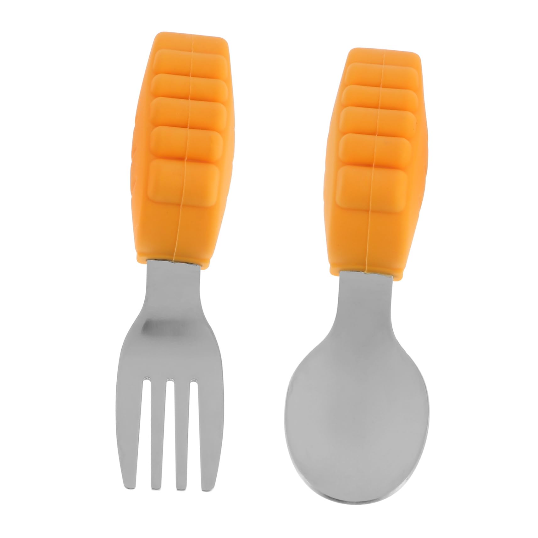BESTonZON 2pcs Stainless Steel Toddler Fork Spoon Set Short Handle Training Utensil