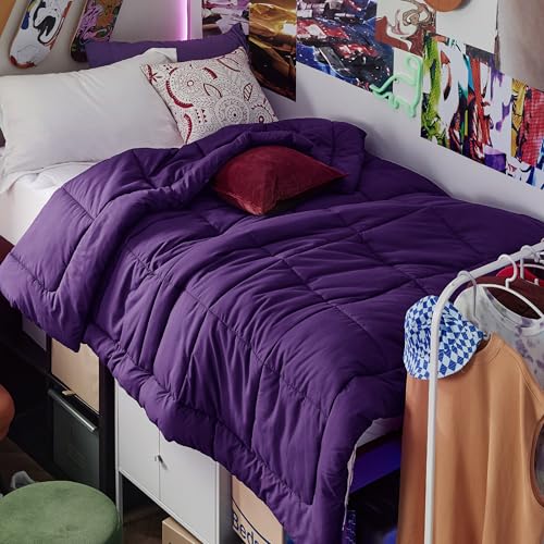 Image of Bedsure Comforter Duvet Insert - Quilted Comforters Twin XL Size, All Season Duvet, GentleSoft Down Alternative Bedding Blanket, with 8 Tabs, Gifts for Women /Men, Purple, Twin XL 92 x 68 Inches