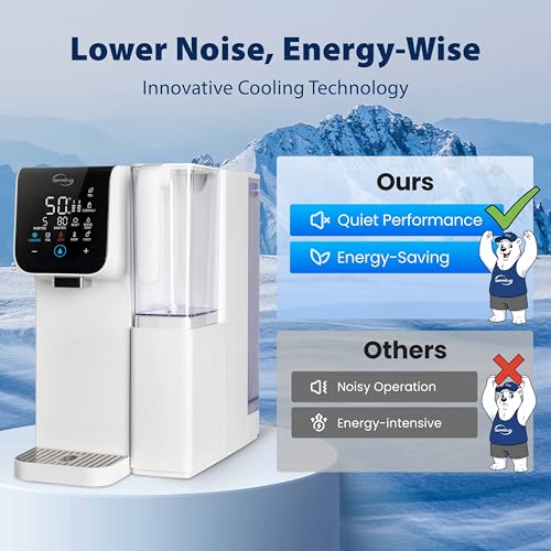 Image of iSpring RCD100-THCW Hot & Cold Countertop Reverse Osmosis System, White, RO Water Filter Dispenser, 9 Temperature Options from 50-210F & 6 Dispensing Volumes, TDS & Filter Life Monitor