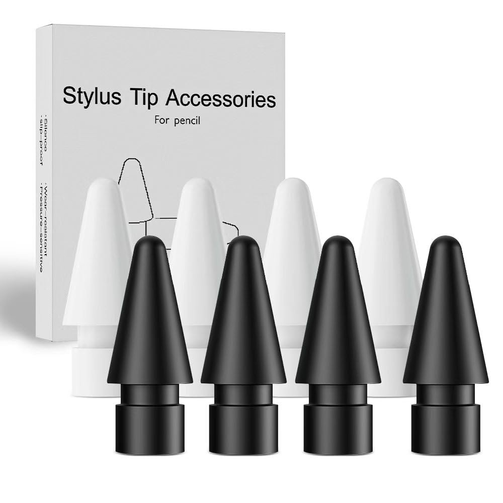 Replacement for Apple Pencil Tips,Upgraded Pen Tips fit for Apple 2nd 1st Gen USB-C,Metal IPencil Tips with Storage Case,IPad Pencil Tips Sets Black and White
