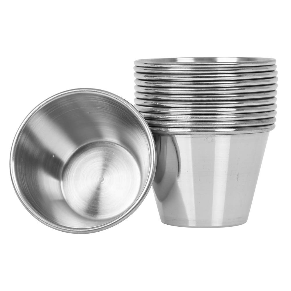 Juego de Cuencos de Acero Inoxidable Cepillado Salsas y condimentos, 60 ml, Acero Cepillado, Pack of 36