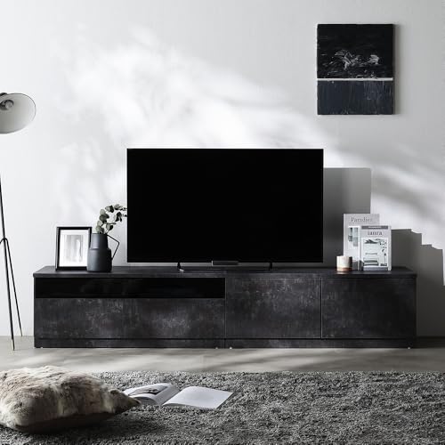 RASIK テレビ台 ローボード 幅180cm 引き出し×扉収納タイプ ストーングレー...