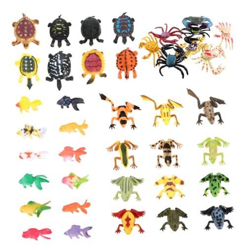 BESTonZON 40piezas Modelo Biológico del Fondo Marino De Animales Marinos Simulados para Decoración Marina Salas Clases De Biología Incluye Modelos De Tortuga Pez y Cangrejo