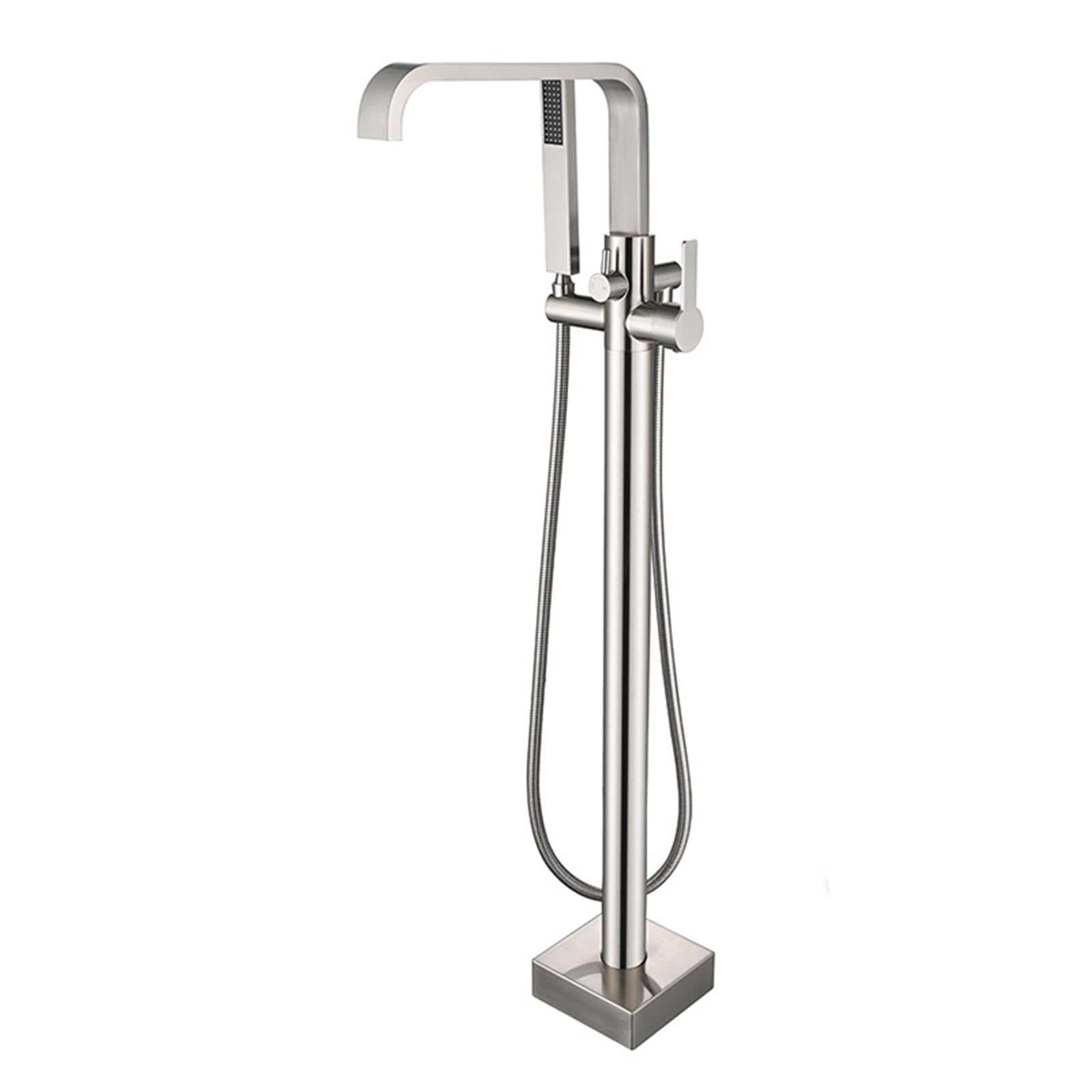 WOTZOV Free Standing Bath Mixer Taps With Shower, Waterfall Faucet With Hand Shower Brass Freestanding Bath Tap And Shower, Brushed Nickel，Brushed Nickel