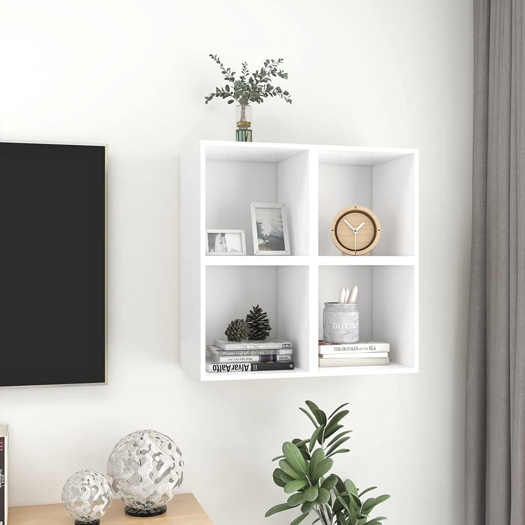 Set di 4 mensole da parete bianche, 37 x 37 x 37 cm, in legno per soggiorno, camera da letto, cucina, bagno, corridoio, ufficio, decorazione per bambini, salvaspazio