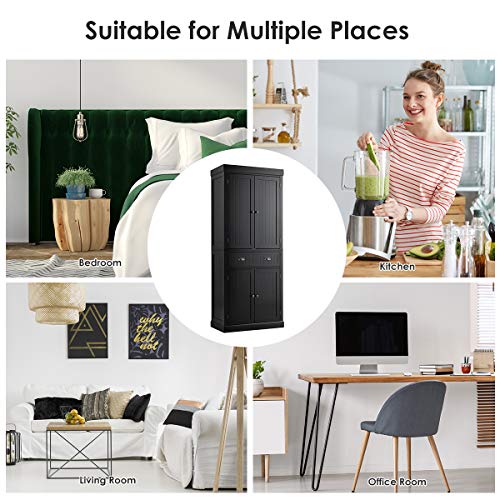 image for Tangkula 72‘’H Freestanding Kitchen Pantry Cupboard Cabinet, Tradi