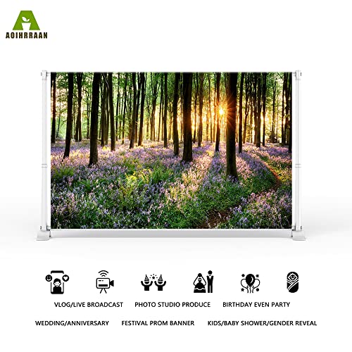 Aoihrraan 2,2x1,5m Violets Forest Backdrop Purple Flowers Woods Sunshine Park Scenery Photography Background Summer Holiday Travel Vacation Party Wedding Shoots Portrait Wallpaper Photo Studio Props - Image 2
