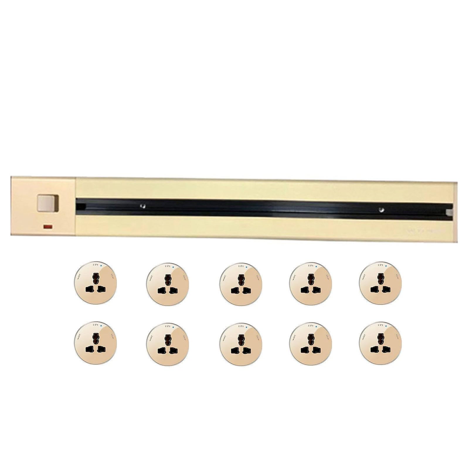 Gniazdo zasilające Uniwersalna standardowa wtyczka z ładowaniem USB Dom Kuchnia Biuro Aluminiowe gniazdka powierzchniowe Zdejmowany okrągły adapter, złoty-100 cm