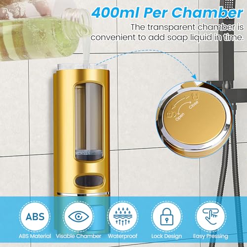 Image of Foam Hand Soap Dispenser, 400ml Bathroom Shower Dispenser Gel Container Shower Pump Dispenser and Organizer for Bathroom Kitchen Hotel, Refillable Liquid Lotion Soap Dispenser Wall Mounted