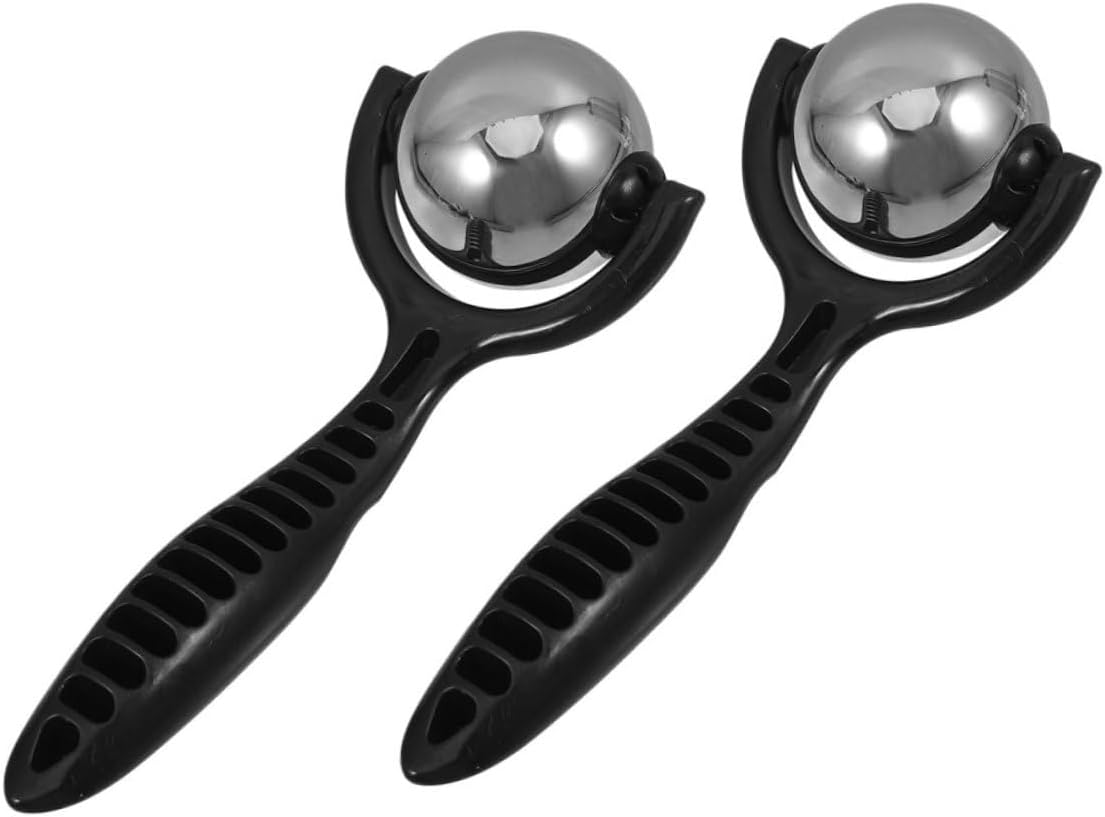 2pcs Stainless Steel Handheld Massage Roller Stick with Ergonomic Handle for Legs Back Forearms Compact Portable Muscle Massager Balls for Home Office Use